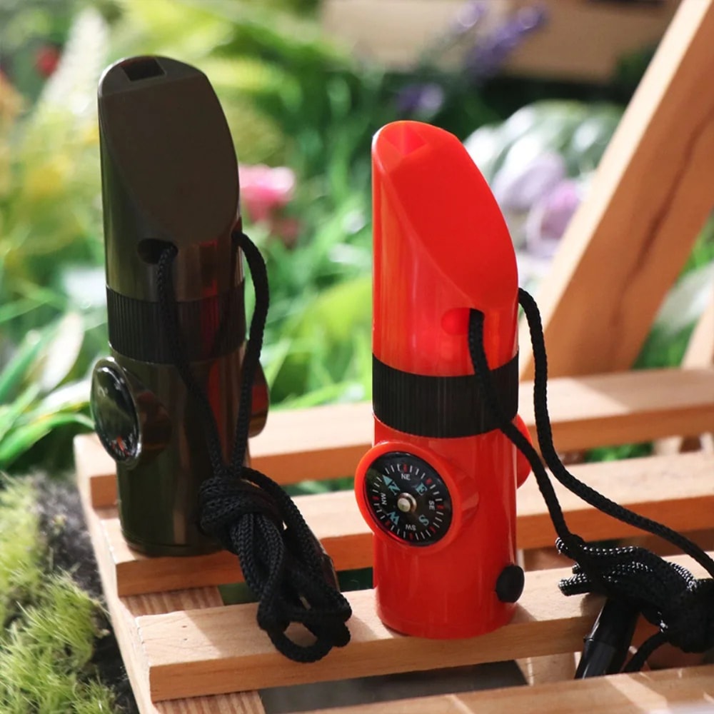 Survival Whistle With Compass LED Flashlight Thermometer Ultimate Outdoor Emergency Tool For Camp 4