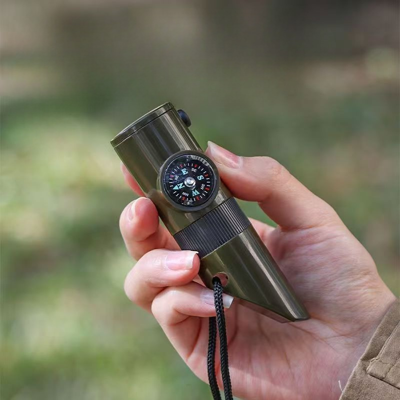 Survival Whistle With Compass LED Flashlight Thermometer Ultimate Outdoor Emergency Tool For Camp 6