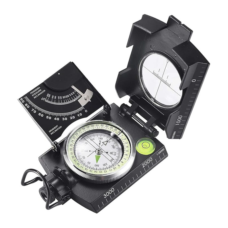 Multifunctional Waterproof Military Compass with Inclinometer - Impact-Resistant Navigation Tool for Hiking and Camping
