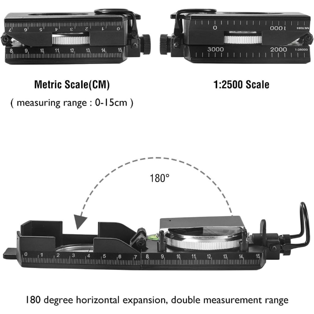Multifunctional Waterproof Military Compass with Inclinometer - Impact-Resistant Navigation Tool for Hiking and Camping