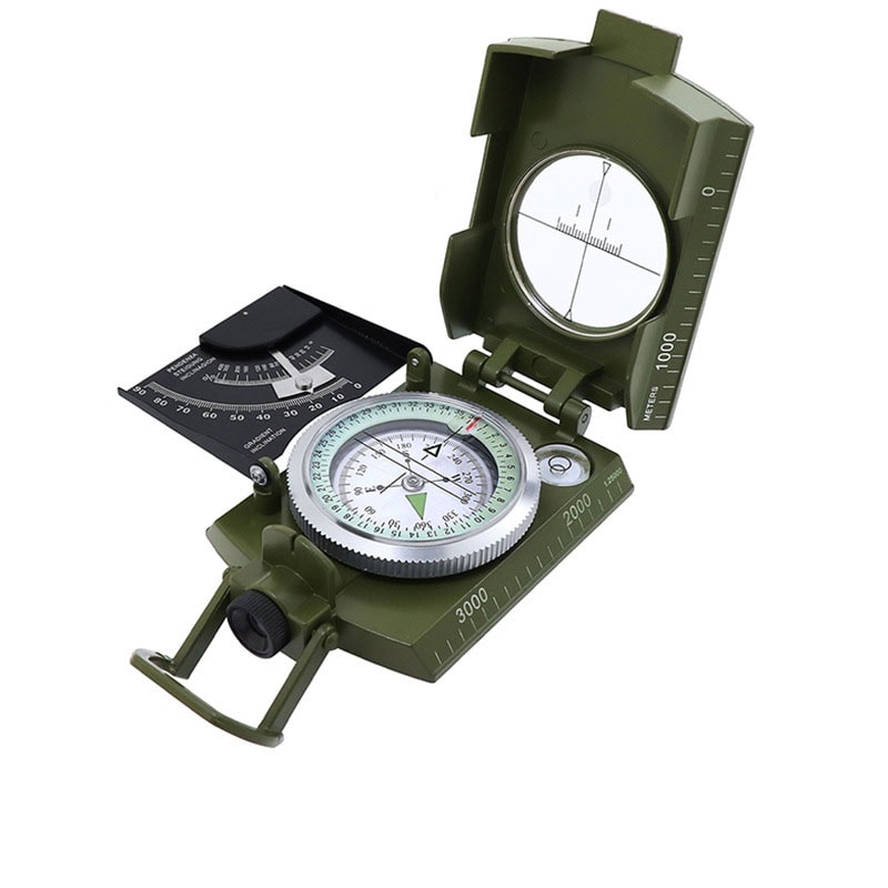 Multifunctional Waterproof Military Compass with Inclinometer - Impact-Resistant Navigation Tool for Hiking and Camping