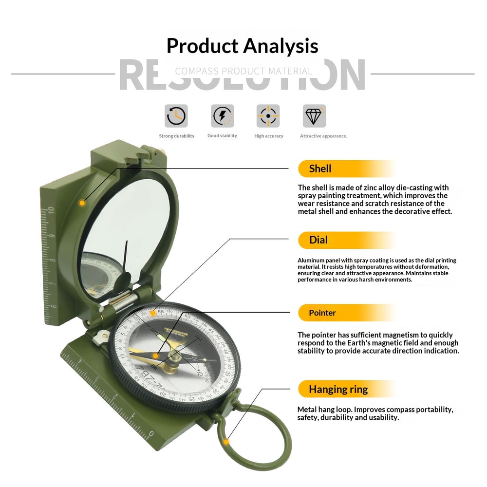 High-Precision Tactical Fluorescent Compass for Outdoor Adventures