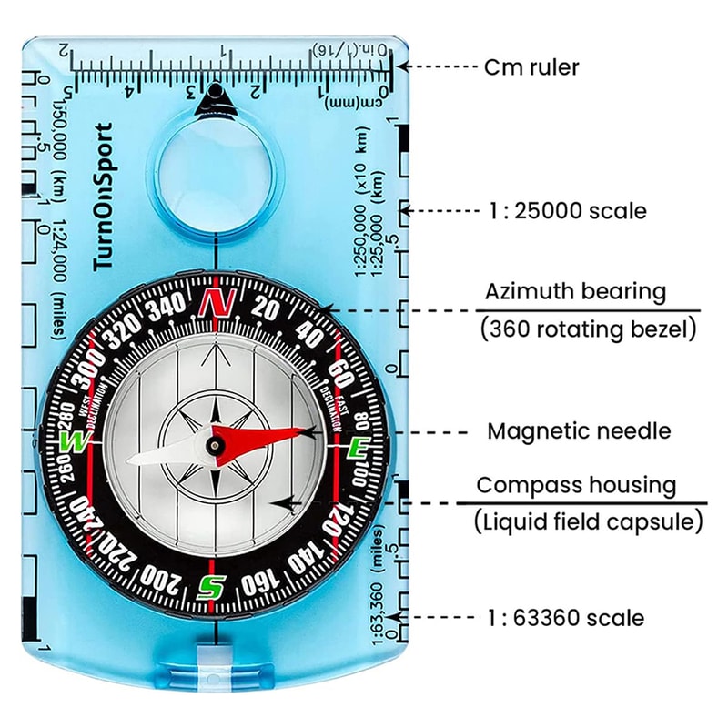 Professional Waterproof Camping Compass - Hiking Backpack Essential, Survival Gift for Outdoor Navigation & Map Reading
