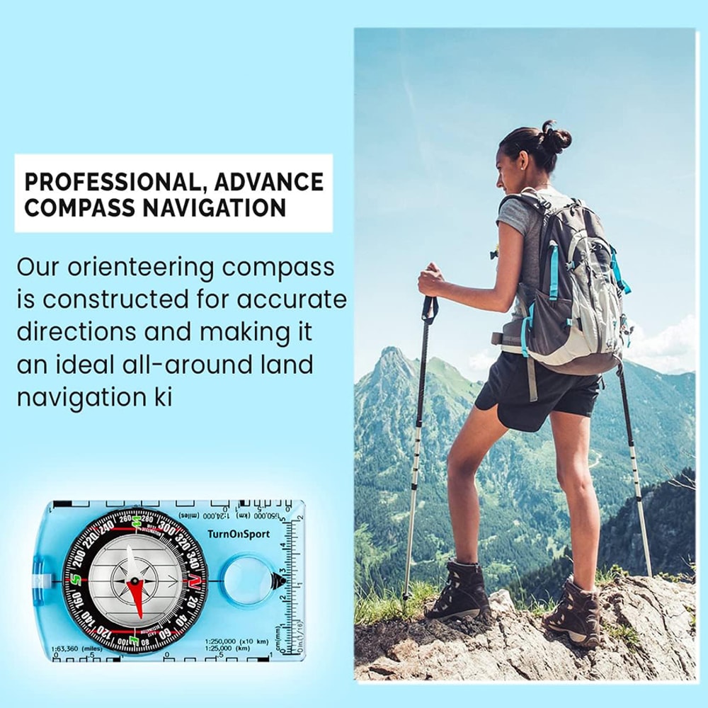 Professional Waterproof Camping Compass - Hiking Backpack Essential, Survival Gift for Outdoor Navigation & Map Reading