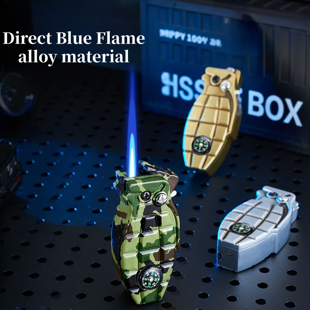 Tactical Windproof Jet Lighter with Built-in Compass & Safety Lock Rugged EDC Survival Tool