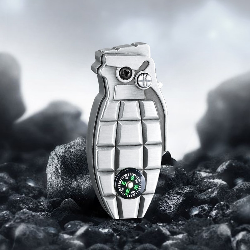 Tactical Windproof Jet Lighter with Built-in Compass & Safety Lock Rugged EDC Survival Tool