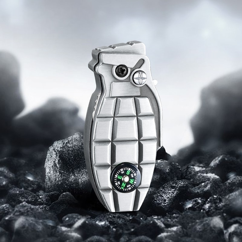 Tactical Windproof Jet Lighter with Built-in Compass & Safety Lock Rugged EDC Survival Tool