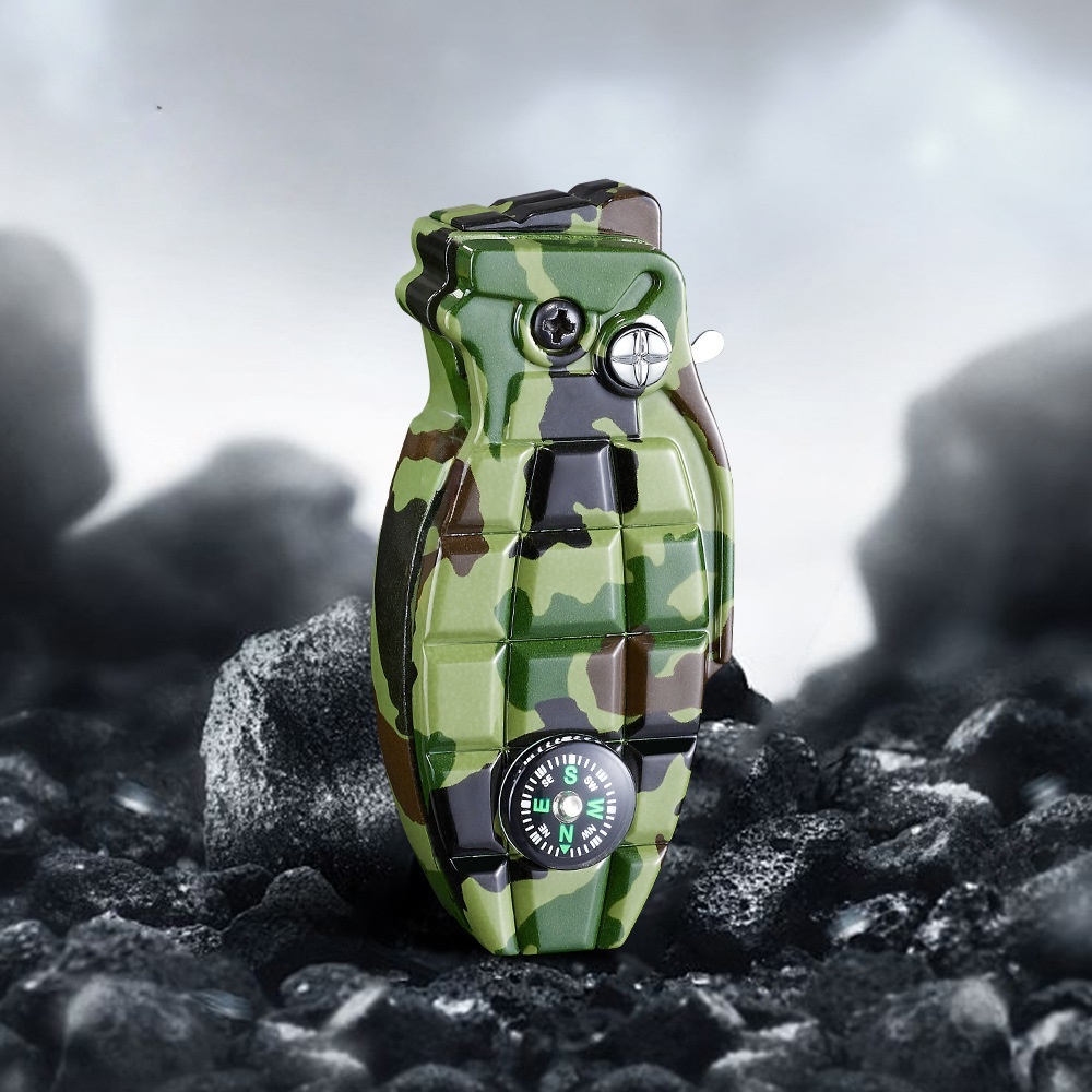 Tactical Windproof Jet Lighter with Built-in Compass & Safety Lock Rugged EDC Survival Tool