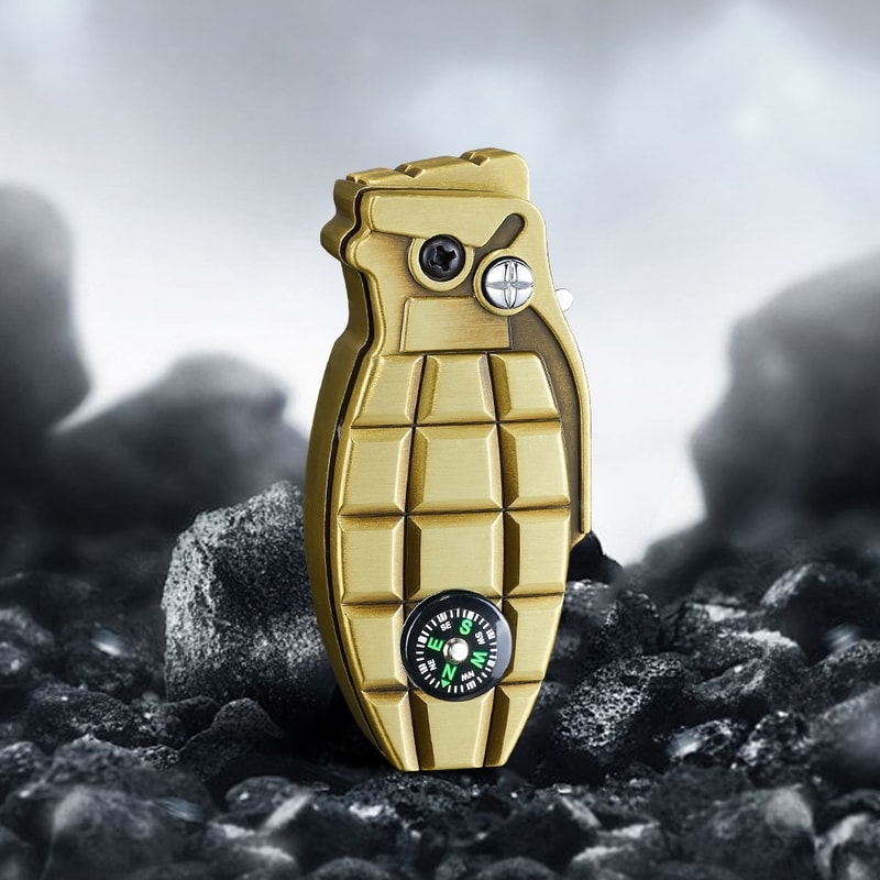 Tactical Windproof Jet Lighter with Built-in Compass & Safety Lock Rugged EDC Survival Tool