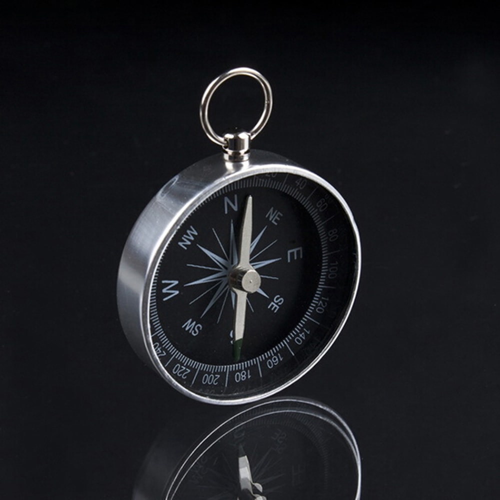 Aluminum Precision Mini Pocket Compass With Silver Key Ring 2