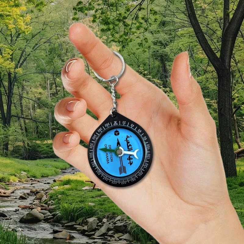 Portable Qibla Direction Finder Mini Outdoor Compass Keychain for Prayer and Hiking