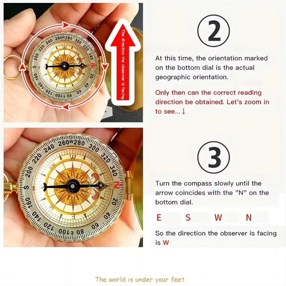 Luminous Copper Survival Compass Essential Tool for Camping & Hiking Adventures