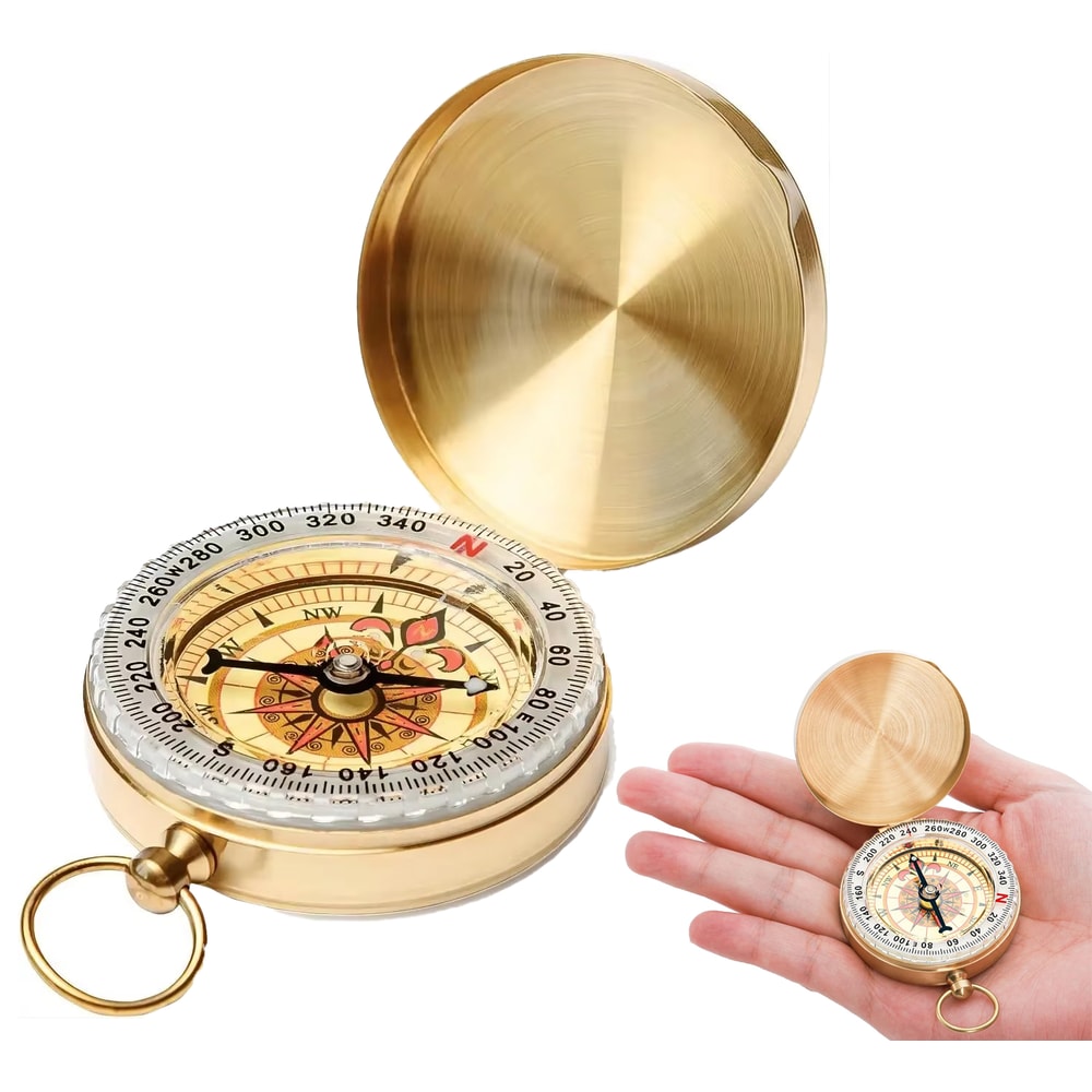 Luminous Copper Survival Compass Essential Tool for Camping & Hiking Adventures
