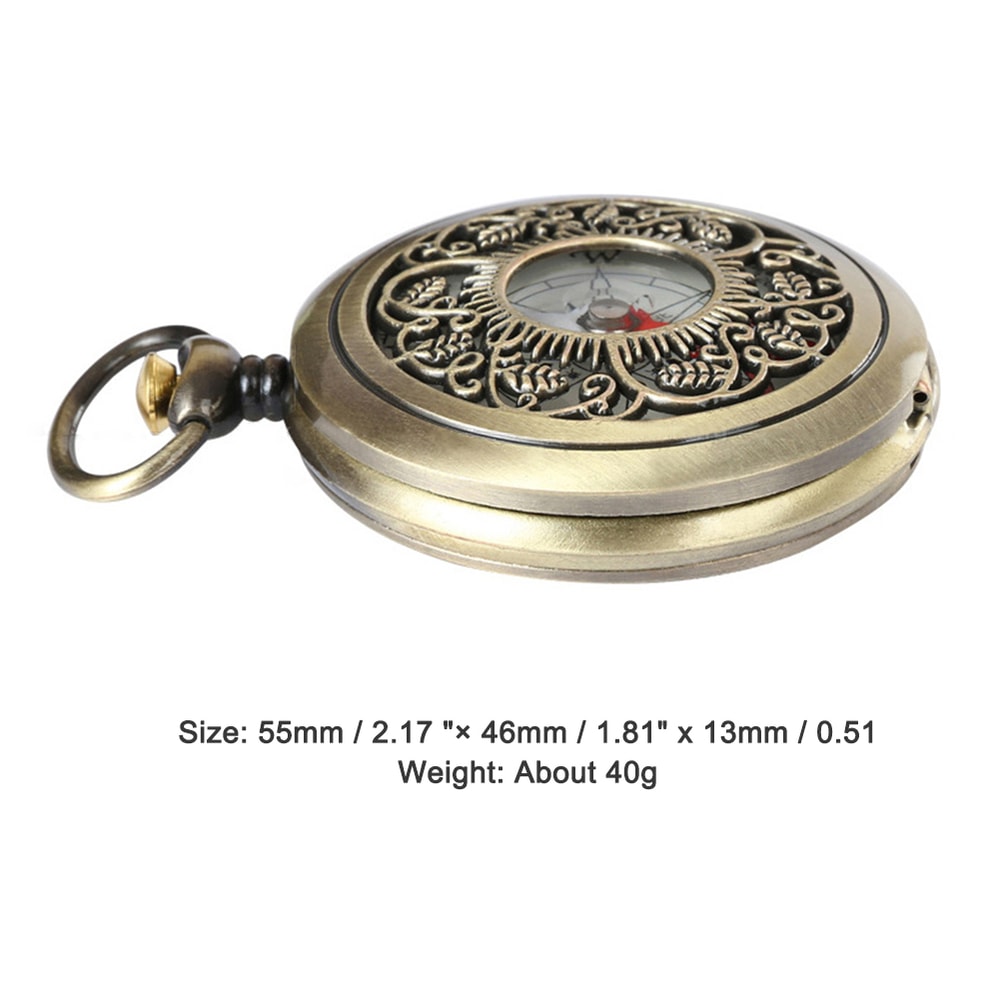 Retro Bronze Pocket Compass Antique Survival Gear for Hiking, Navigation & Outdoor Adventure