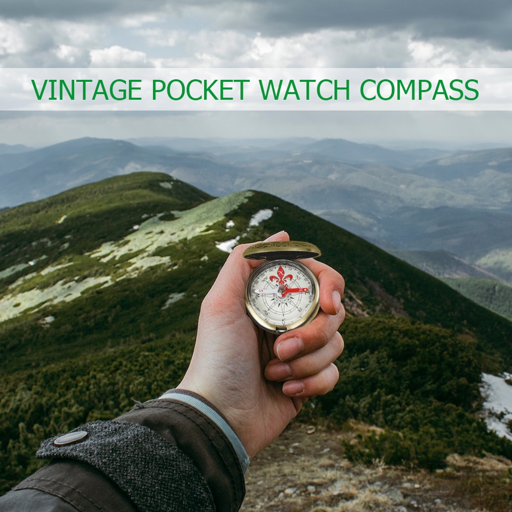 Retro Bronze Pocket Compass Antique Survival Gear for Hiking, Navigation & Outdoor Adventure