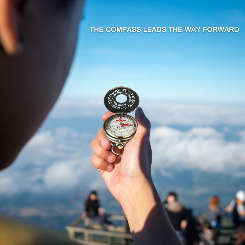 Retro Bronze Pocket Compass Antique Survival Gear for Hiking, Navigation & Outdoor Adventure