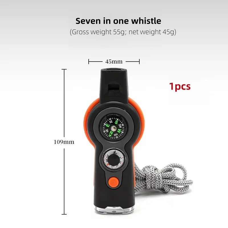 Emergency Survival Whistle with Compass and LED Light