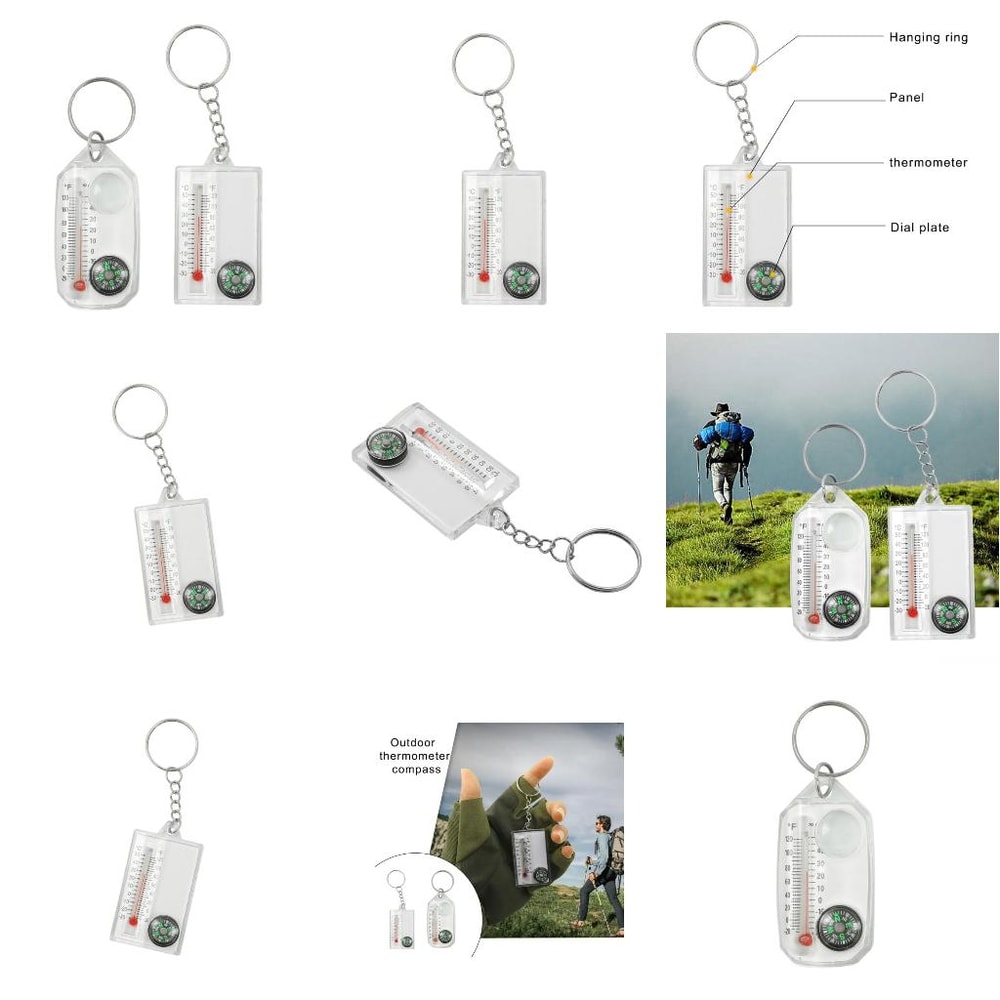 Portable Compass Thermometer Keychain – Mini Outdoor Survival Gear