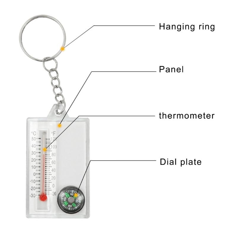 Portable Compass Thermometer Keychain – Mini Outdoor Survival Gear