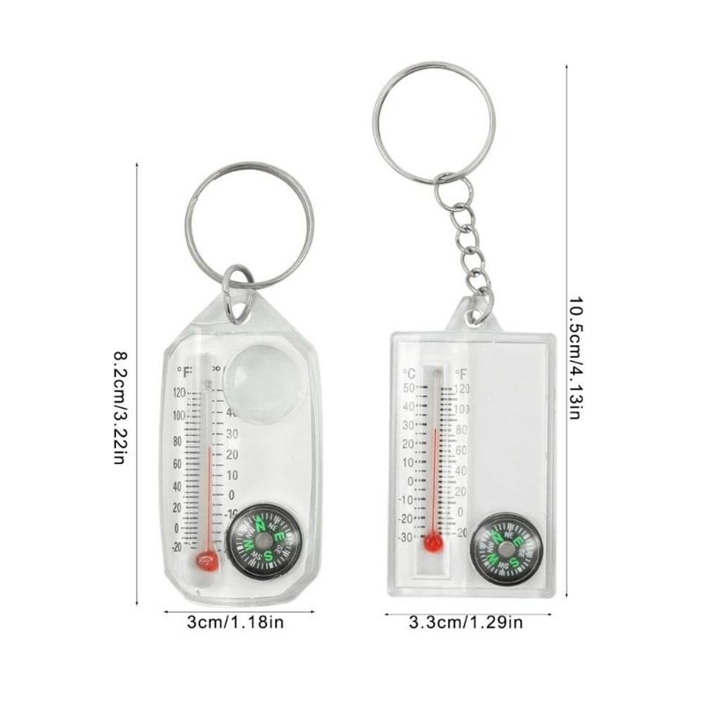 Portable Compass Thermometer Keychain – Mini Outdoor Survival Gear