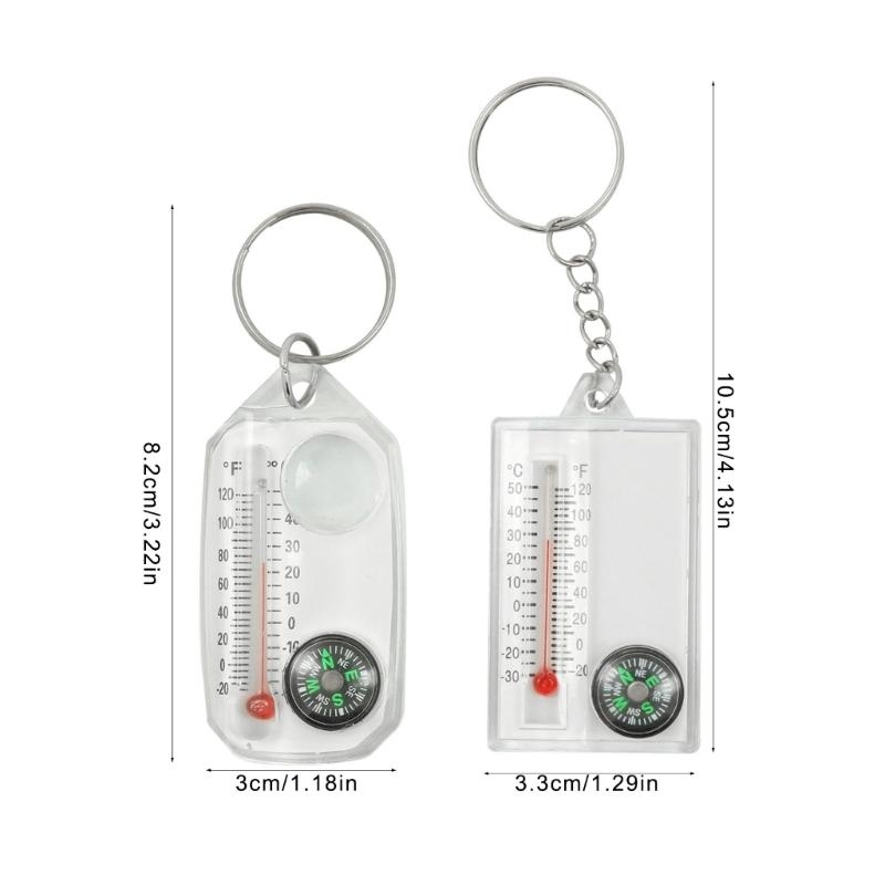 Portable Compass Thermometer Keychain – Mini Outdoor Survival Gear