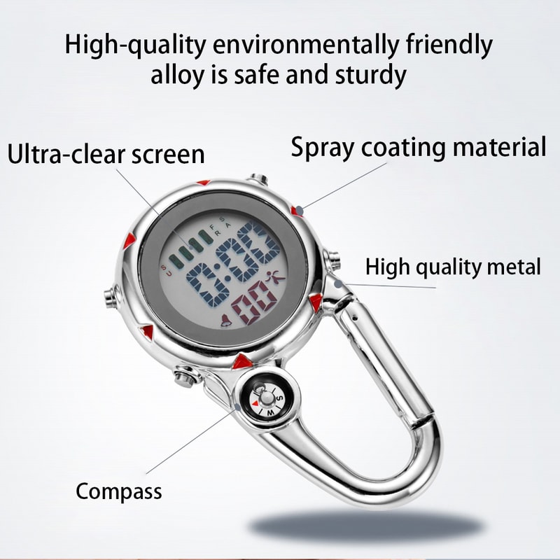 Luminous Tactical Thermometer Carabiner With Metal Compass Essential Survival Tool For Outdoor Adv 2