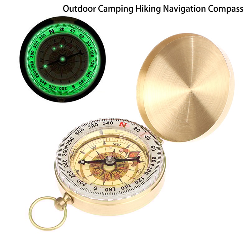 Portable Brass Compass for Camping & Hiking Golden Navigation Pocket Compass