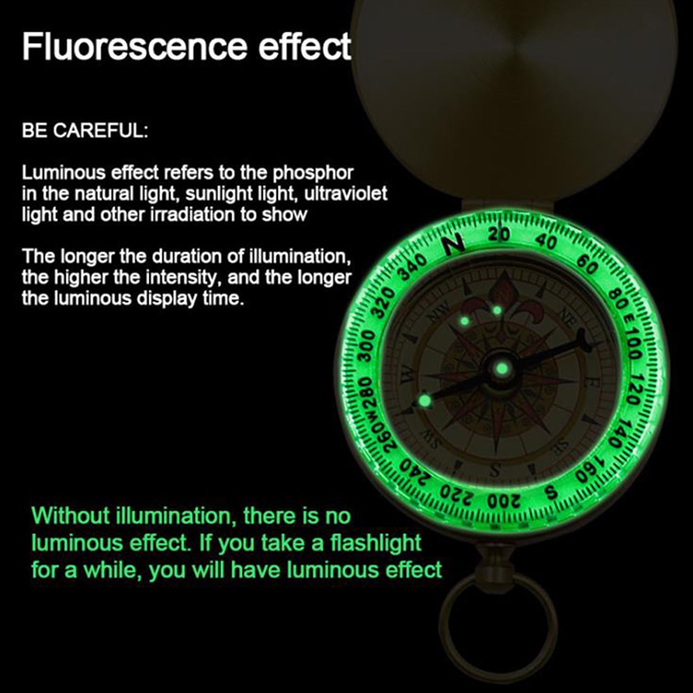 Portable Brass Compass for Camping & Hiking Golden Navigation Pocket Compass