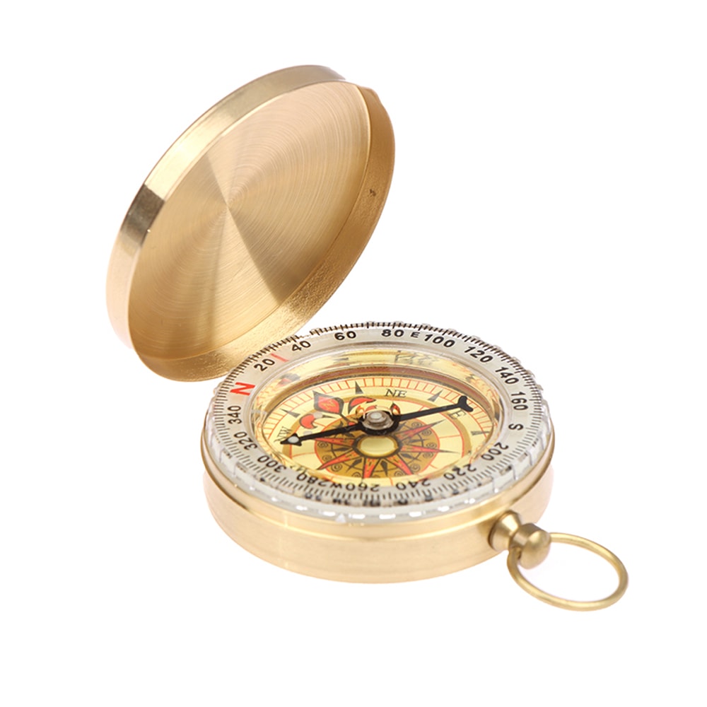 Portable Brass Compass for Camping & Hiking Golden Navigation Pocket Compass