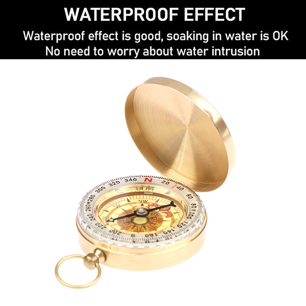 Portable Brass Compass for Camping & Hiking Golden Navigation Pocket Compass