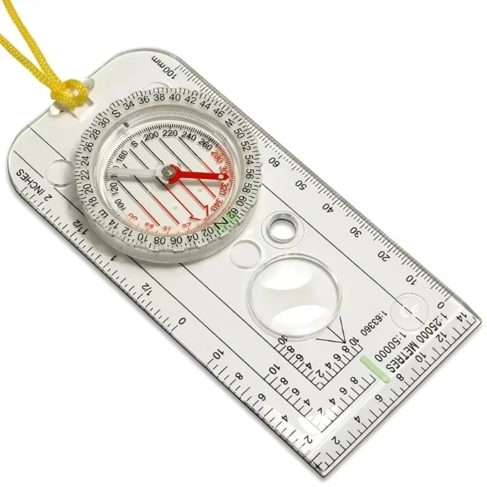 Portable Navigation Compass Map Ruler Professional Scouting & Travel Scale for Backpacking