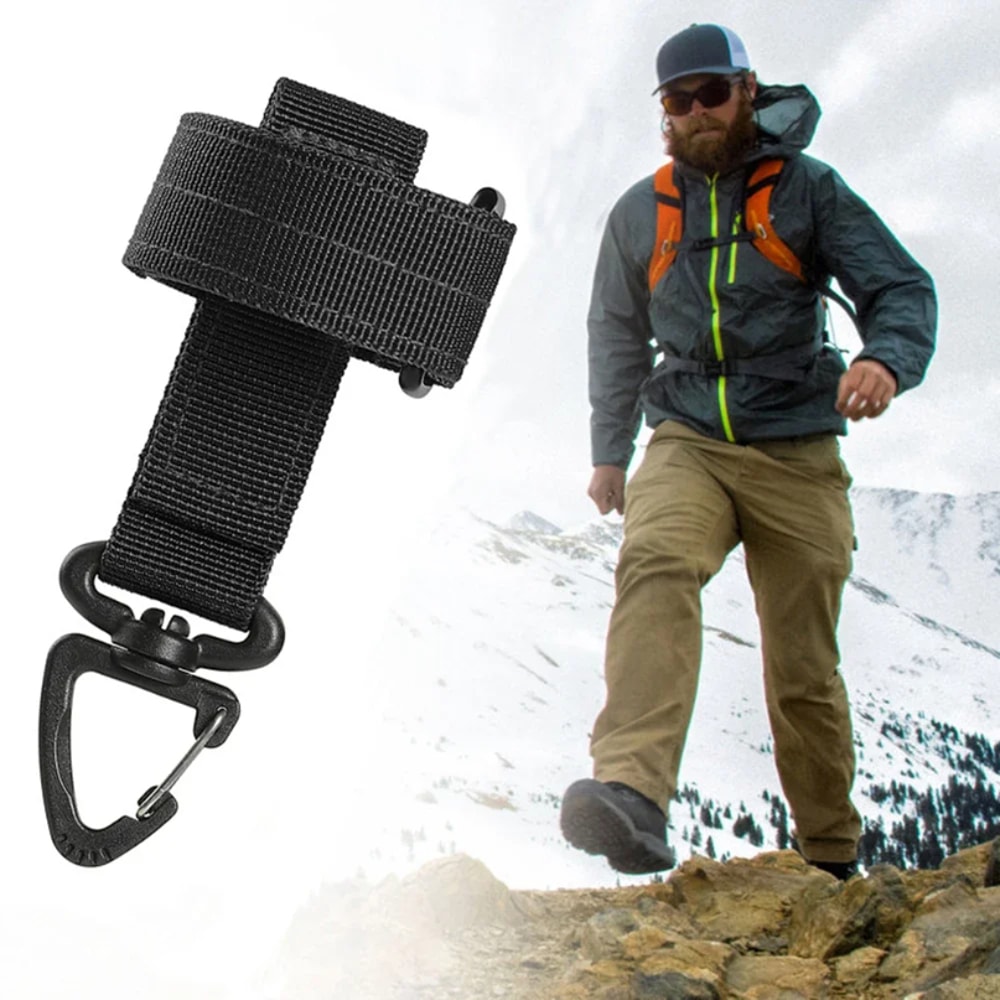 Mountaineering Keychain Clip Outdoor Tactical Gear Pouch Keeper, Rope Holder Hook for Camping & Hiking