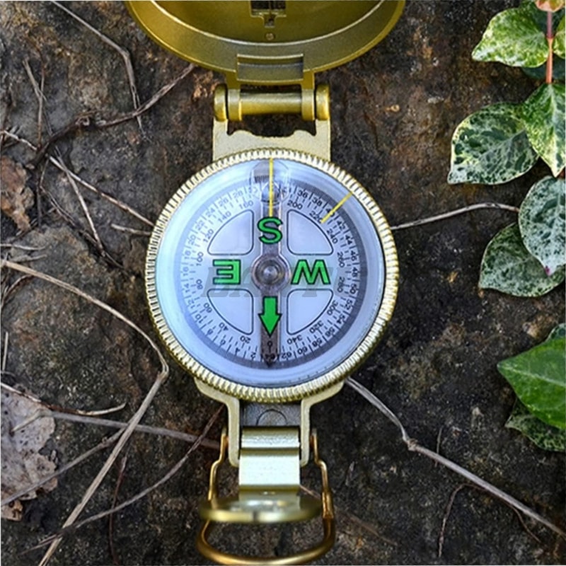 Military Lensatic Compass Metal Waterproof Navigation Tool with Magnifier & Night Vision for Hiking Camping Outdoor