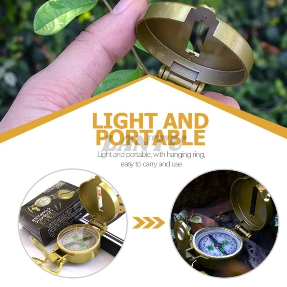 Military Lensatic Compass Metal Waterproof Navigation Tool with Magnifier & Night Vision for Hiking Camping Outdoor