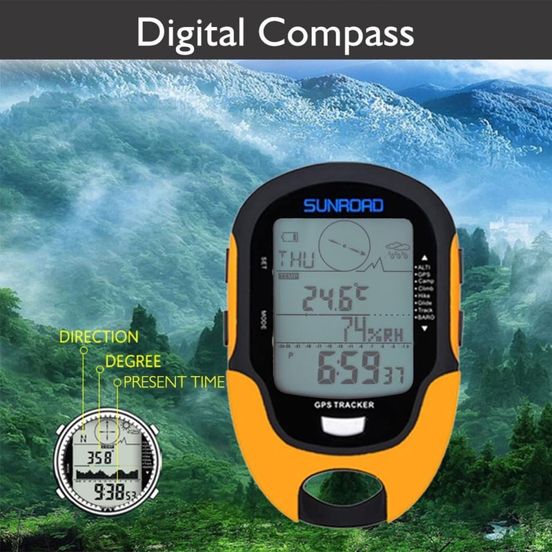 Handheld GPS Navigation Receiver - Portable Digital Altimeter, Barometer & Compass for Hiking & Camping Adventures