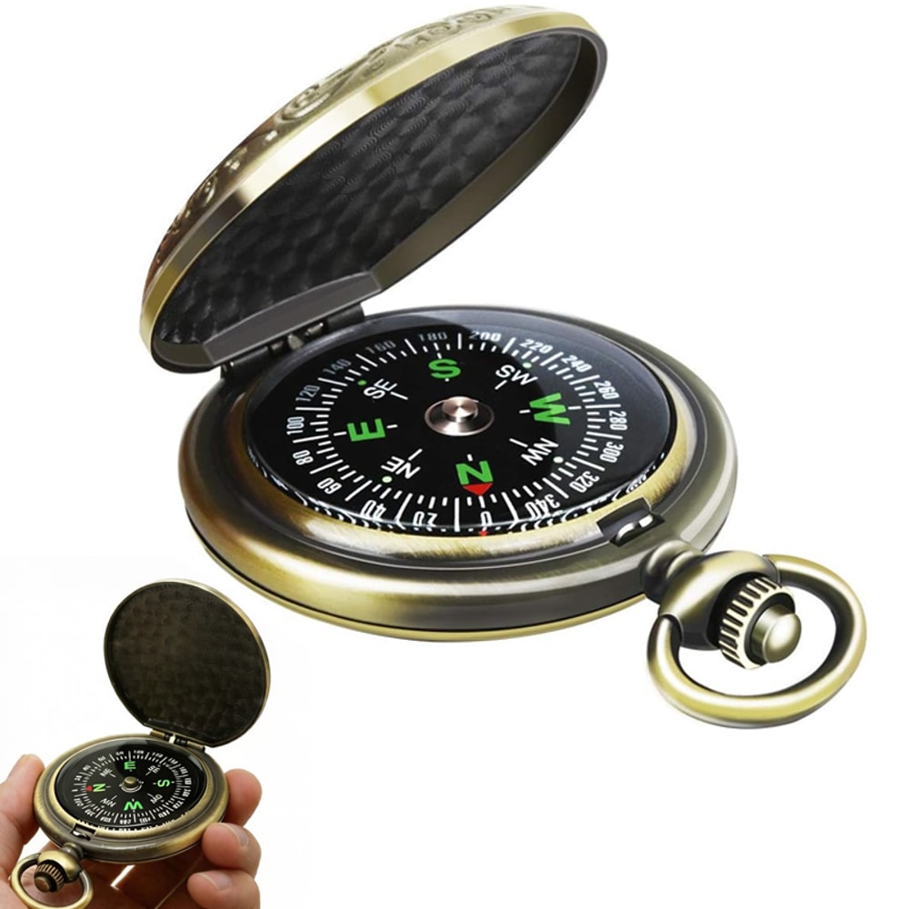 Vintage Flip Pocket Watch Compass Retro Zinc Alloy Classic Navigation Compass for Outdoor Hike & Survival Gift Collect
