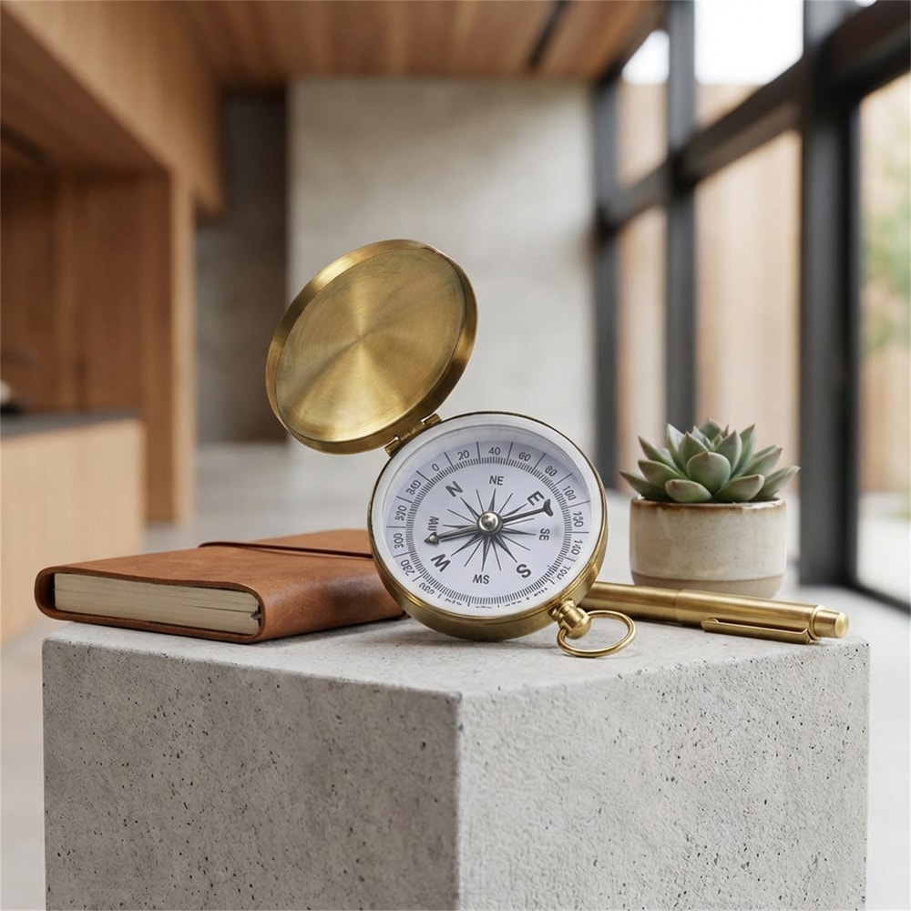 Brass Flip Cover Compass – Multifunctional Outdoor Navigation Tool, Pocket Watch Design for Hiking, Camping, and Surviva