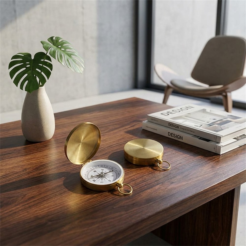 Brass Flip Cover Compass – Multifunctional Outdoor Navigation Tool, Pocket Watch Design for Hiking, Camping, and Surviva