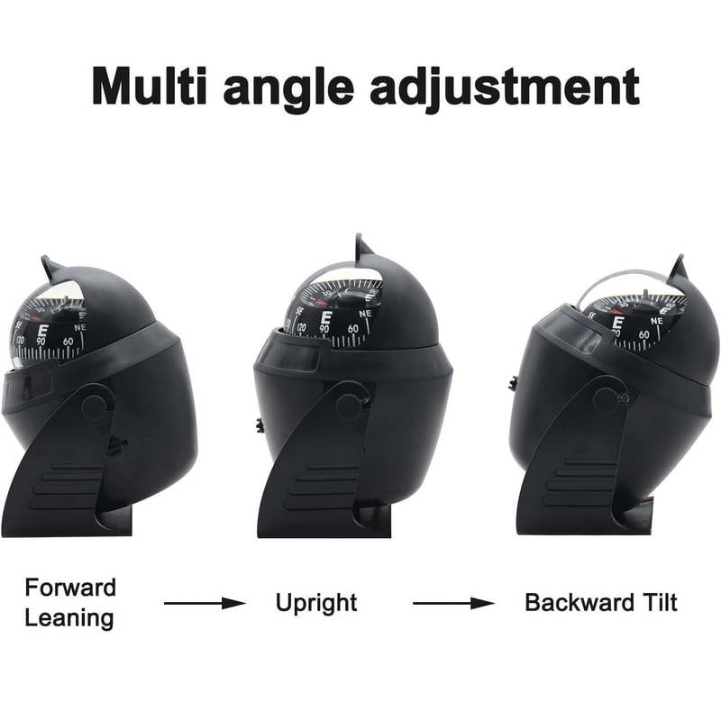 Boat Navigation Compass with LED Light High Precision Pivoting, Flush Mount for Marine Vehicle Dashboards
