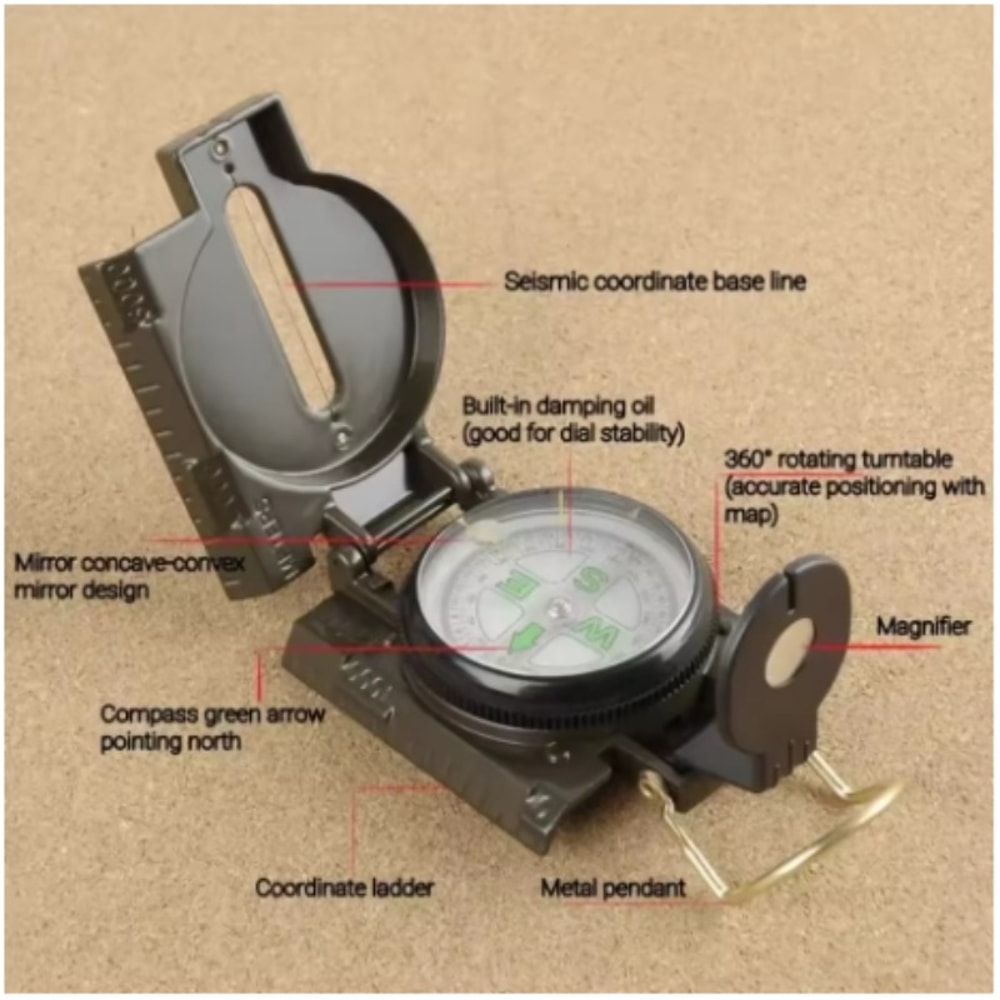 Outdoor Waterproof Compass High Precision Portable Navigation Tool for Hiking, Camping & Survival