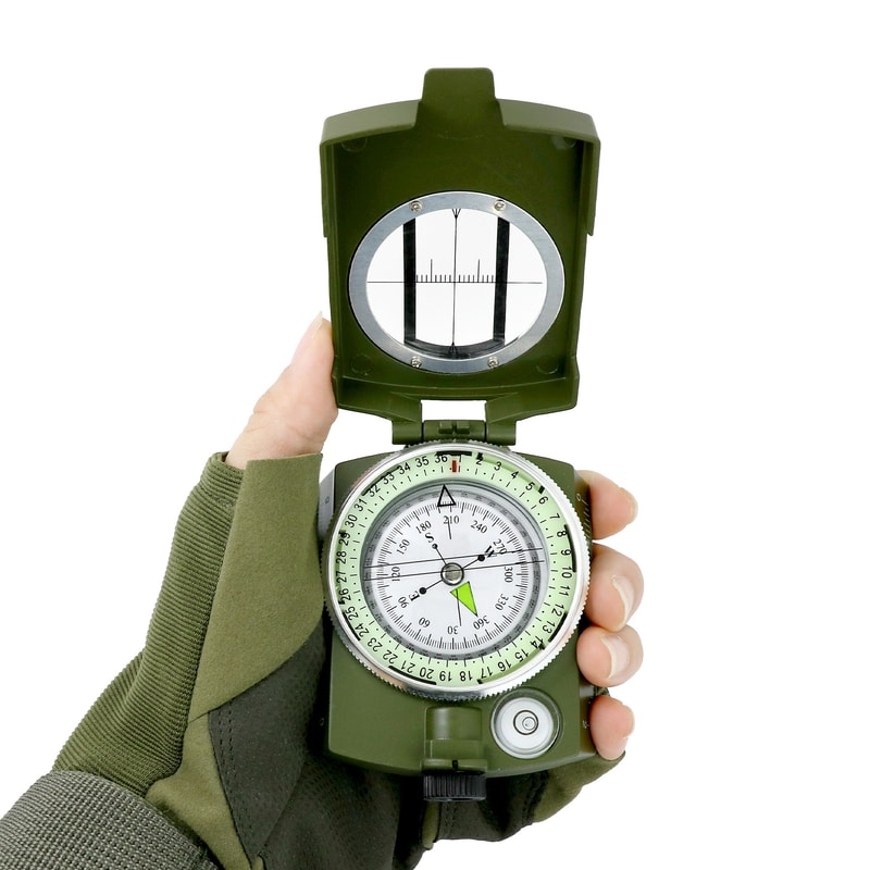 Waterproof Military-Grade Compass - High Precision Outdoor Hiking and Mountaineering Compass with Metal Sight