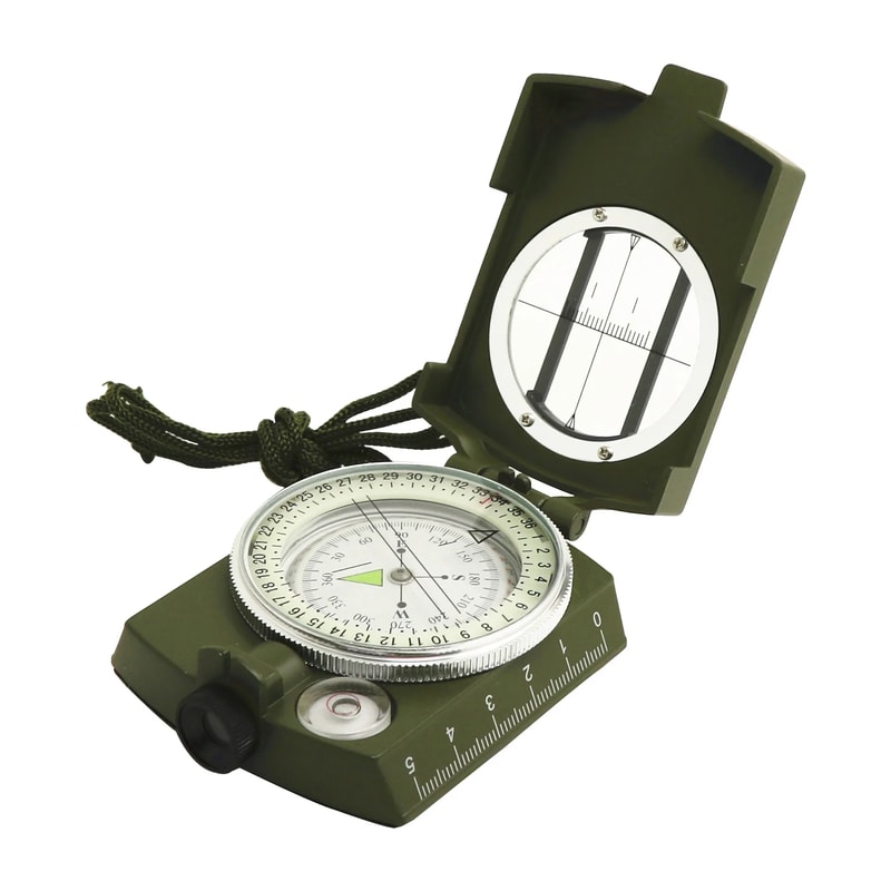 Waterproof Military-Grade Compass - High Precision Outdoor Hiking and Mountaineering Compass with Metal Sight