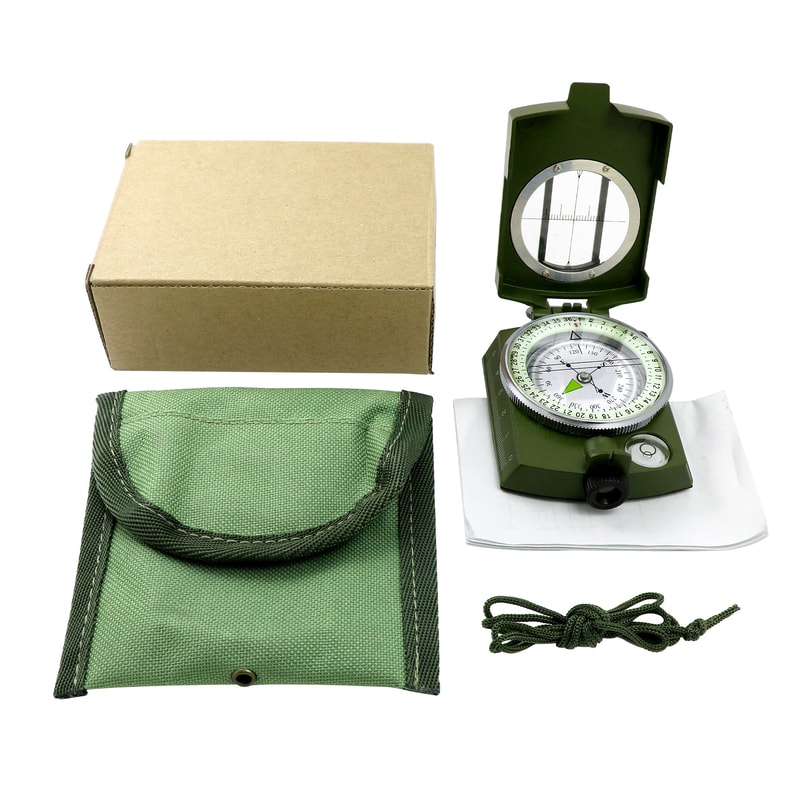 Waterproof Military-Grade Compass - High Precision Outdoor Hiking and Mountaineering Compass with Metal Sight