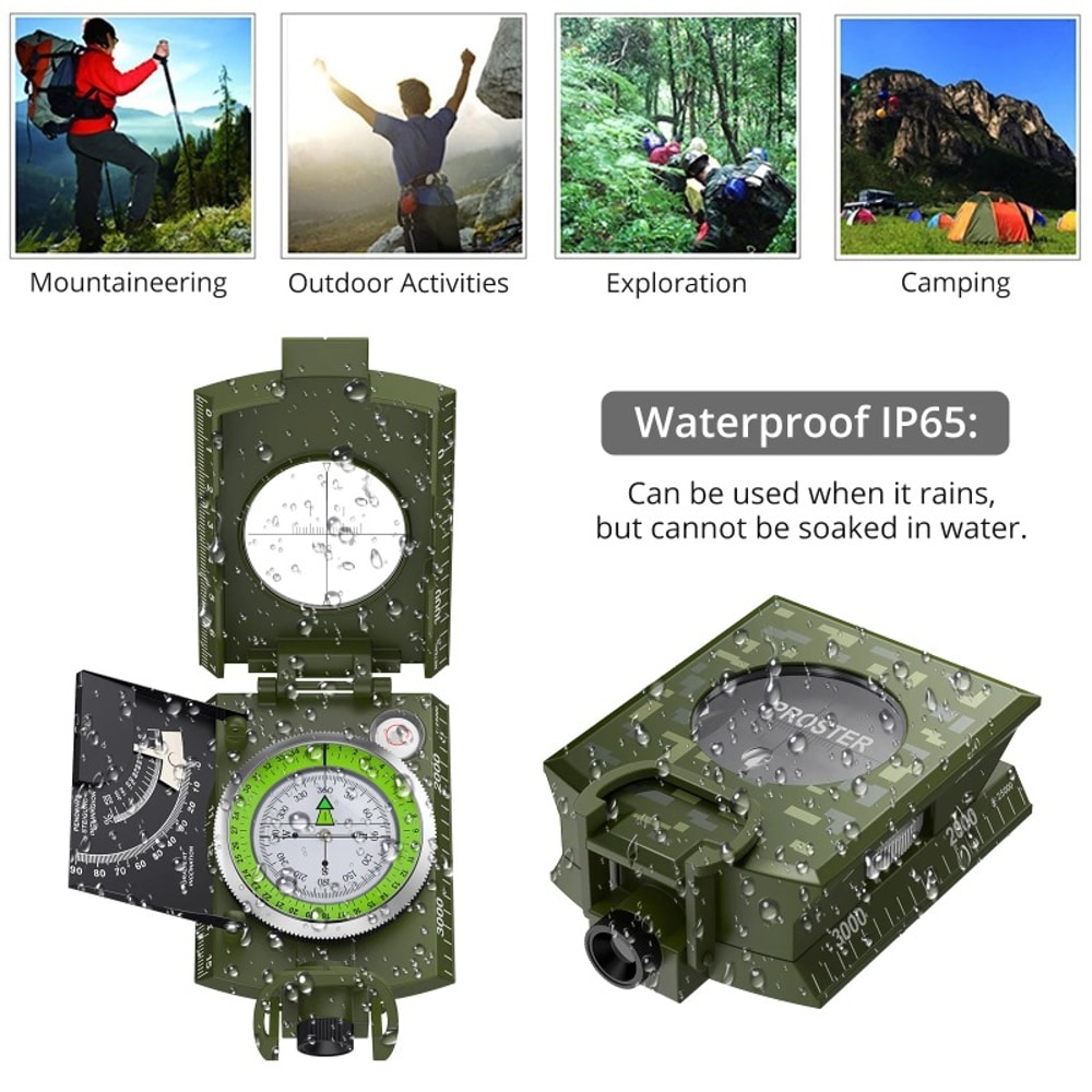 Professional Waterproof Camouflage Compass Ideal for Hunting, Hiking & Camping