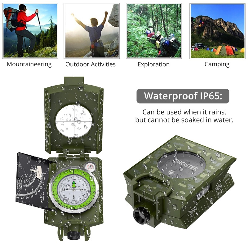 Professional Waterproof Camouflage Compass Ideal for Hunting, Hiking & Camping