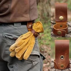 brown tactical gloves with leather keychain buckle durable camping tool set buckle for outdoor adventures