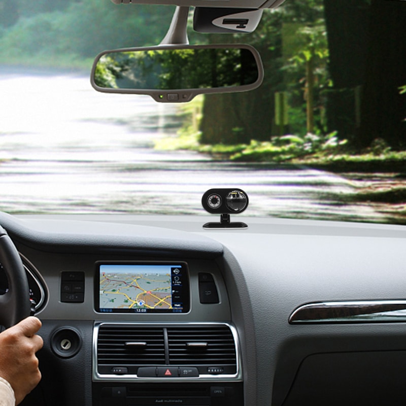 High Precision Car Compass Ball with Thermometer Ideal Dashboard Navigation Tool for Cars, Boats, and Trucks