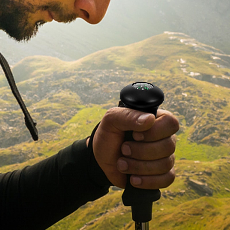 Hiking Pole Head Compass Aluminum Alloy Trekking Pole Head Cover Accurate Outdoor Climbing Tool for Comfortable Hiking
