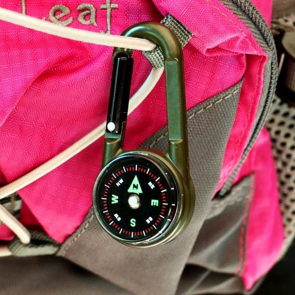 Multifunctional Hiking Carabiner Keychain with Compass & Thermometer Practical Outdoor Tool