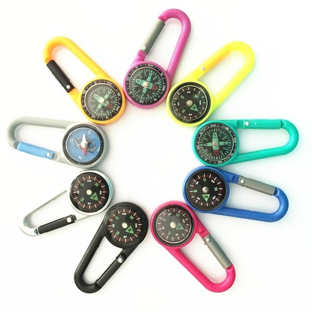 Multifunctional Hiking Carabiner Keychain with Compass & Thermometer Practical Outdoor Tool